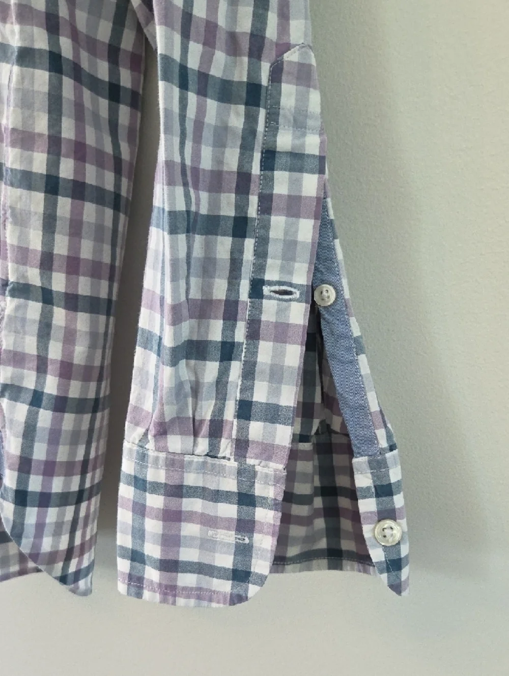 J. Crew Men's Plaid Button-Down Shirt in White, Teal & Purple 100% Cotton